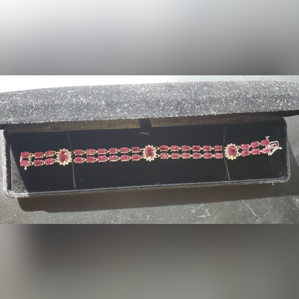14k White Gold Ruby & Diamond Bracelet